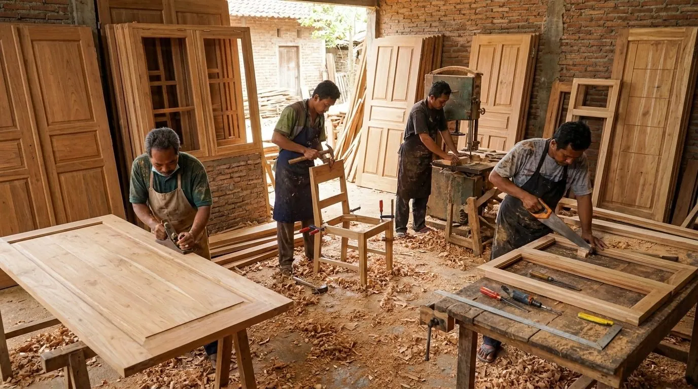 Jasa interior Tegal Brebes dengan furniture custom dari workshop Sinar Jaya Mebel